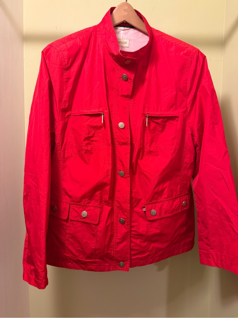 Basler Bright Red Utility Jacket with Zip Chest Pockets
